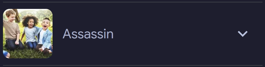 screenshot from google showing one of those card list thingies that has the title "Assassin" and the picture next to it is a three small children like maybe 10 years old all super cheerful and having fun